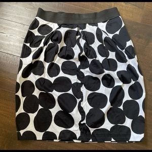 pencil skirt LG black and white polka dot zipper
